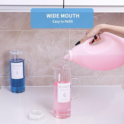 Glass Laundry Detergent Dispenser with Labels & Handles, 2 Pack - color: Glass Lid
