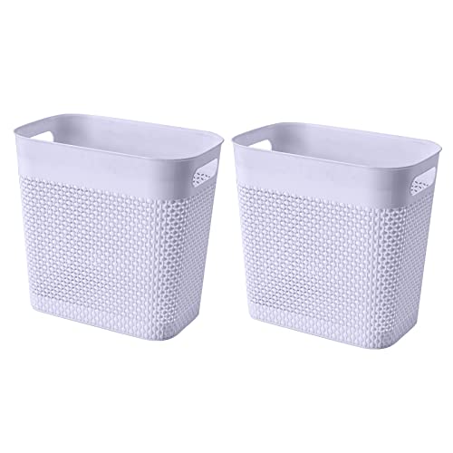 UUJOLY Small Plastic Trash Can Wastebasket Bin, 3 Gallon, Grey/2Pack - color: Grey, size: 2 Pack