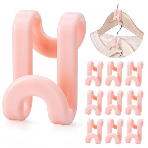 Mlici 60pc Space-Saving Hanger Hooks, Hanger Connector Hooks for Dorm, Pink - color: Pink
