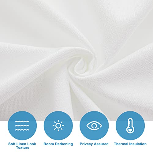 RYB HOME Linen Blended French Door Curtains, Self Adhesive Shades - color: White, size: 30"W x 80"L (Pack of 1)