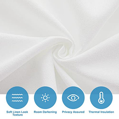 RYB HOME Linen Blended French Door Curtains, Self Adhesive Shades - color: White, size: 30"W x 80"L (Pack of 1)