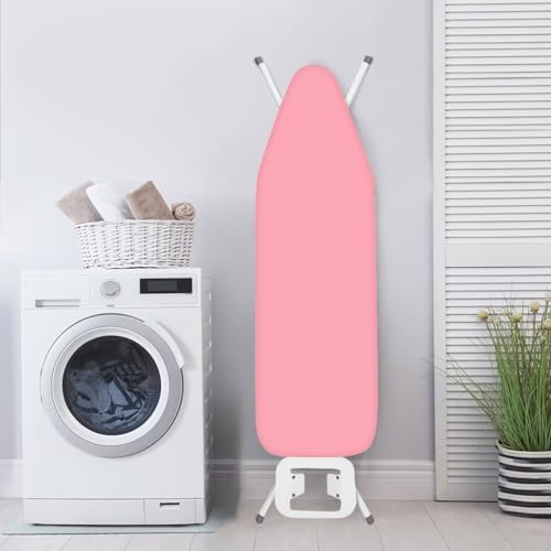 Ironing Board Cover and Pad Standard Ironing Board Full Size with Elastic Edge and Hook and Loop Fasteners Meat Pink Stain Resistant Cover for Ironing Board - color: Meat Pink