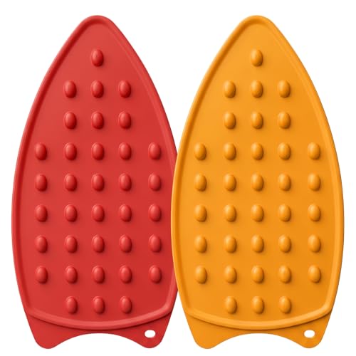 2 Pcs Silicone Iron Rest Pad, Red/Orange - color: Red & Orange