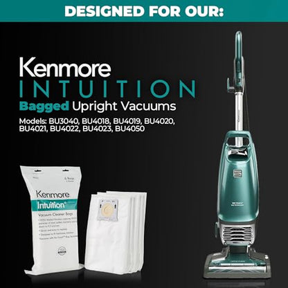 Kenmore IB600 HEPA Replacement Intuition Upright Vacuum Cleaner Bags for BU4022, BU4020, BU4018, BU4050, White