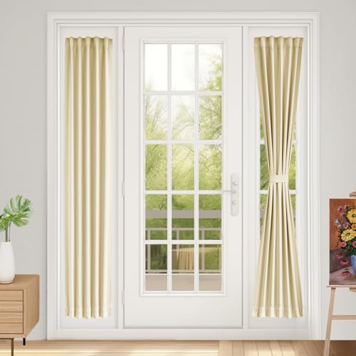 Vatge French Door Curtain Front Door Curtains for Glass Window,Sidelight Curtains for Front Door, 1 Panel, W12 x L72, Light Beige - color: Light Beige, size: 12"W x 72"L (Pack of 1)