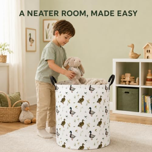 MAIZMZ Kids Hamper Storage Bins Organizer Toy Box Laundry Basket Large Canvas Collapsible Chest for Home/Dorm/Kitchen/Pet/Office/Closet/Shelf/Gift Baskets - color: Mallard Duck