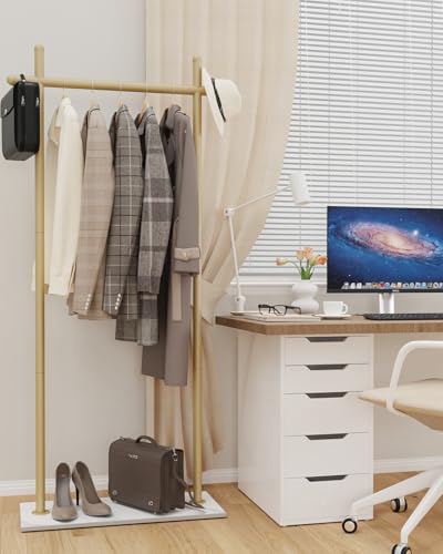 Coat Racks Freestanding with Natural Rock Base,68.9in,Gold,Large - color: Gold, size: 25.6*11.8*68.9in