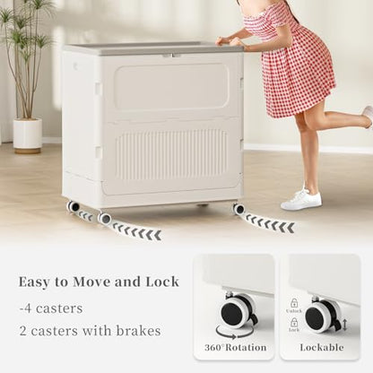 130L Plastic Laundry Hamper with 3 Independent Bags - color: Milky, size: 130L + 3 Bags