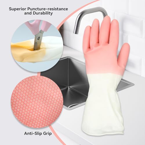 Rubber Dishwashing Gloves, Colorful, Medium, 6 Pairs