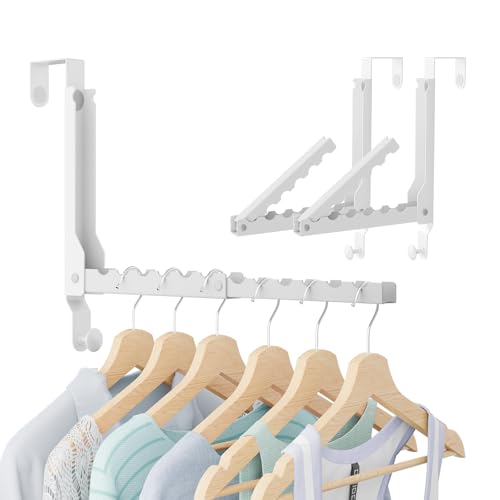 Over the Door Hook, Door Hooks for Hanging Towels, Bags,Coats,Umbrellas, Mirrors, Over Door Dual-Hook, Suitable for Bathrooms, Bedrooms, Laundry Rooms, Kitchens, Storage Rooms (White-2(UP)) - color: White-2Pack(UP)