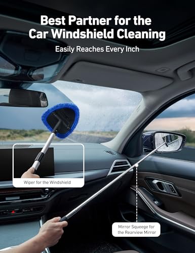 AstroAI 5pcs Windshield Cleaner Tool & Car Window Cleaning Kit - style: with a Mirror Squeegee