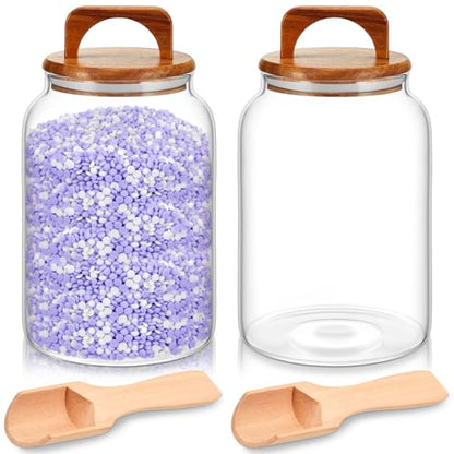 SiliFine 4 Pcs 64oz Glass Laundry Storage Containers with Handle and Scoops