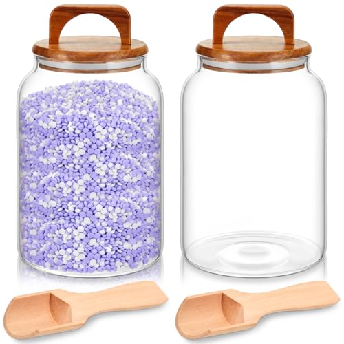 SiliFine 4 Pcs 64oz Glass Laundry Storage Containers with Handle and Scoops