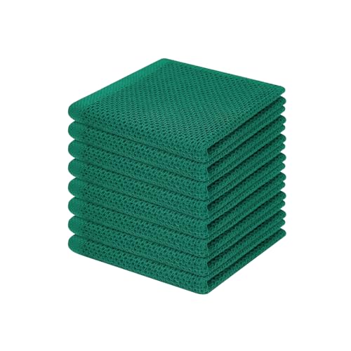 Homaxy 100% Cotton Waffle Weave Kitchen Dish Cloths 8-Pack, Dark Green - color: Dark Green, size: 12 X 12 - 8 Pack