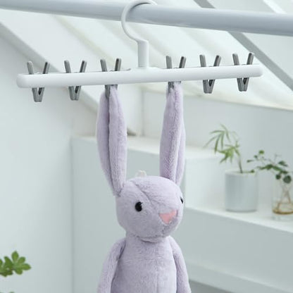 Foshine Clothes Hanger 2 Pack Clothes Drying Racks Windproof for Drying - color: White With Orange&grey Clips