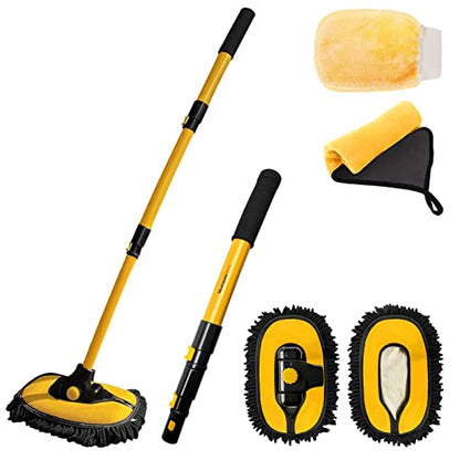 YeewayVeh 43" Car Wash Brush Mop Kit with Mitt, Yellow/Black