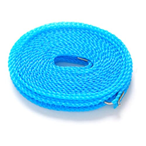 Clothesline Rope 26 ft Heavy Duty Nylon Windproof Stable Indoor Outdoor Laundry Drying Line Load 50 lb with 4 Hooks Adjustable Tightener for rtment Travel Camping - color: Blue