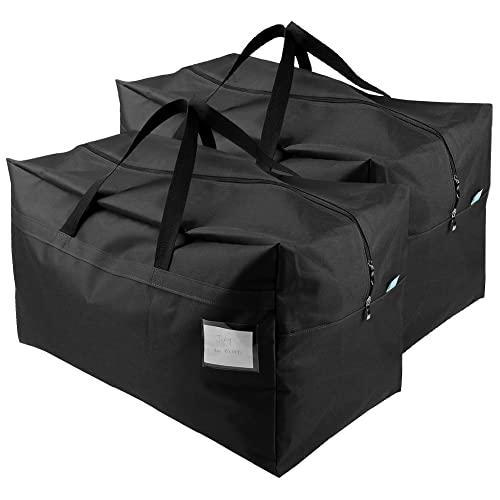 AMJ 2 Pack Extra Large Moving Bags with Zippers & Carrying Handles, Heavy-Duty Storage Totes for Space Saving, Black Moving Totes - color: Black, 2pcs