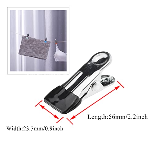 Hahiyo Stainless Steel Clothespins Sock Clip Laundry 2.2inch Length with Spring Strong Grip Windproof Easy Pinch Hang Handy Save Space Not Damage Leave Pinch Mark for Clothesline Towel Black 7PCS - color: Black