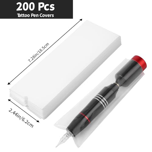 200pcs Tattoo Pen Machine Cover Bags, Clear Disposable Tattoo Supplies Pen Machine Covers Sleeves Essentials, Plastic Pens Type Bag Cover for Professional Tattooing Equipment Accessories - color: Clear, size: Open Top 200pcs