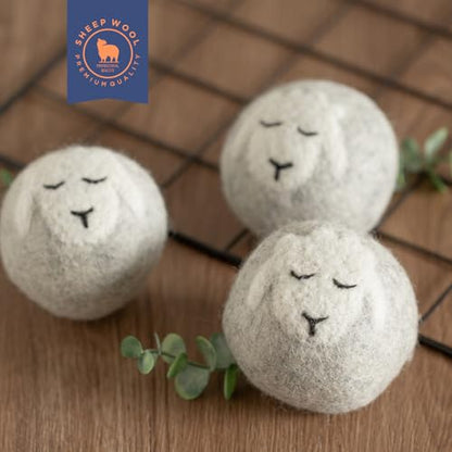 Wool Dryer Balls Handmade 3 Pack XL,Laundry Dryer Balls,100% New Zealand Wool Natural Fabric Softener,Reusable 1000 Loads,Wrinkles Free, Shorten Drying Time,Baby Safe (3 Pack XL,Sleeping Sheep) - color: Sleeping Sheep