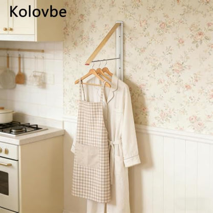 Clothes Drying Rack Wall Mounted for Laundry Balcony RV, Wood Color - color: Wood
