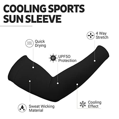 HEGCOIIE UV Sun Protection Arm Sleeves for Men & Women - Tattoo Cover Up - UPF 50 Cooling Sleeve for Golf, Cycling - color: 6 Pairs - Black 3 Pairs & White 3 Pairs
