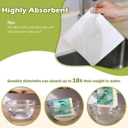 6 Pcs Swedish Paper Cloths for Kitchen, Reusable Paper Towels Washable - color: Bright Abstract Floral