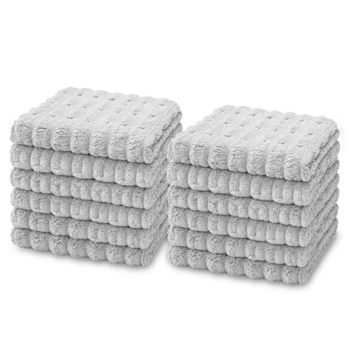 kimteny Microfiber Dish Cloths for Washing Dishes 12 Pack, Light Grey - color: Light Grey, size: 12 x 12 - 12 Pack