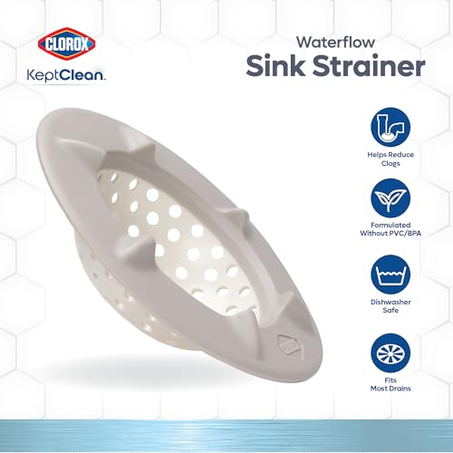 Clorox KeptClean™ WaterGuard Sink Strainer – 2 Pack, Almond Cream - Elevated Drain Protector with Open-Flow Ribbed Design for Kitchen Sink Drainage & Food Debris Collection - color: Almond Cream