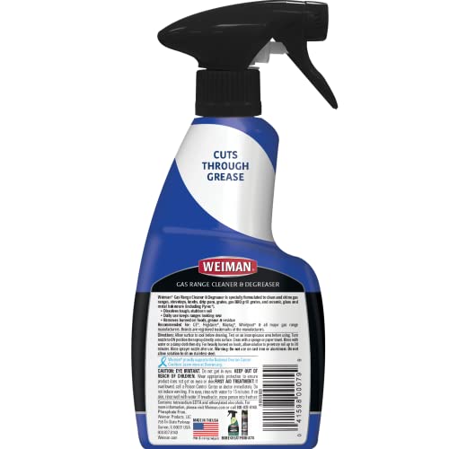 Weiman Heavy Duty Gas Range & Stove Top Cleaner and Degreaser - 4 Pack, 24 Ounces with MicroFiber Cleaning Towel - size: (Pack of 4)