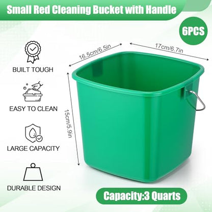 Zhehao 6 Pcs 3 Quart Small Sanitizer Cleaning Bucket, Orange, Green, Blue - color: Orange, Green, Blue