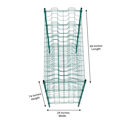PRO&Family Green Epoxy 4-Tier Commercial Drying Rack with Casters – Heavy Duty Wire Shelving for Dish Drying, Kitchen Storage & Food Service Use (24" x 60" Stationary, 3" Slots) - size: 24" x 60" Stationary