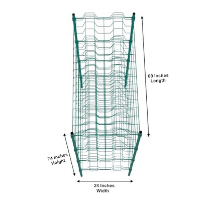 PRO&Family Green Epoxy 4-Tier Commercial Drying Rack with Casters – Heavy Duty Wire Shelving for Dish Drying, Kitchen Storage & Food Service Use (24" x 60" Stationary, 3" Slots) - size: 24" x 60" Stationary