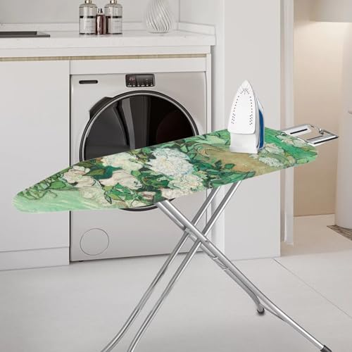 White Rose Ironing Board Cover Dust Covers 15 x 54 Heavy Duty Iron Board Covers Standard Size Padding Decorative Covers for Most Iron Boards Ironing Pad Cover - color: Van Gogh White Rose