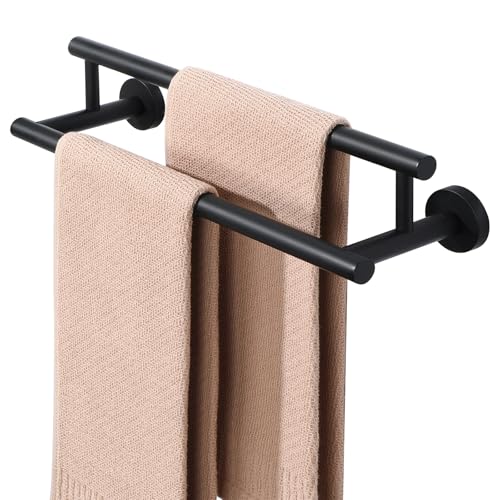 Alise Double Towel Bar Black,16" Towel Racks for Bathroom Wall Mounted - color: Matte Black, size: 16-Inch (2-Bars)