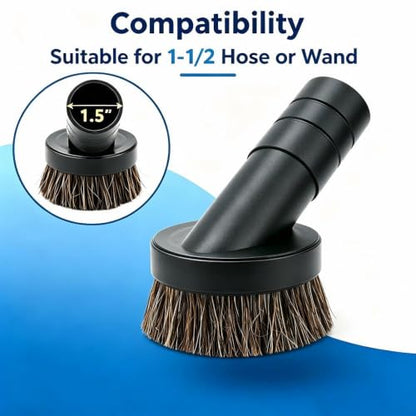 1 1/2 Inch Soft Horse Hair Vacuum Brush Attachment Compatible with ProTeam Backpack Vacuum -Replacement 3" Round Dust Brush for Vac Cleaner Parts # 100110
