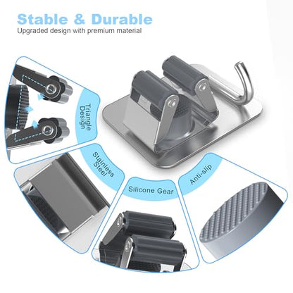 2 Pack Broom Holder Wall Mount, 304 Stainless Steel Mop Organizer with Hook - color: A-Silver, size: 2PCS Gripper