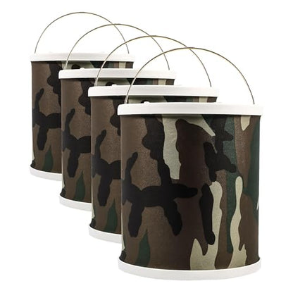 Camco Collapsible Bucket with Storage Case - Durable Pop Up Bucket with Watertight Fabric, Holds 3 Gallons of Water - Great for RVs, Camping, Fishing, Boating, Hiking- Camouflage (42994) (Pack of 4) - size: One Size (Pack of 4)
