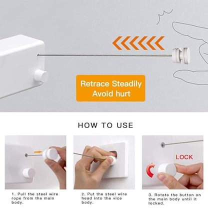 JOOM Retractable Clothesline Indoor, Dual 2 x 13.8 FT Clothes Lines, White - color: White