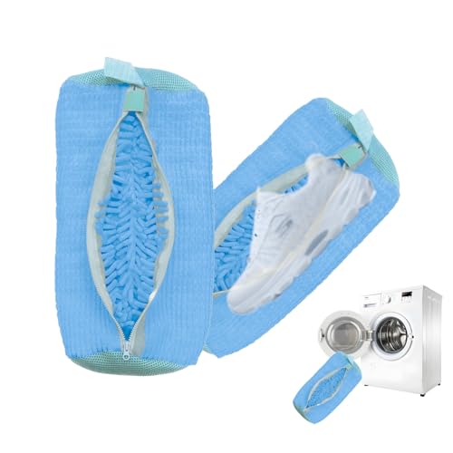 Shoe Washing Machine Bag,Laundry Shoe Bag for Sneaker,Tennis Shoes,Washer and Dryer,Reusable Cleaning Bag for Sock, Delicates,Gym Shoes (Blue 2pcs) - color: Blue
