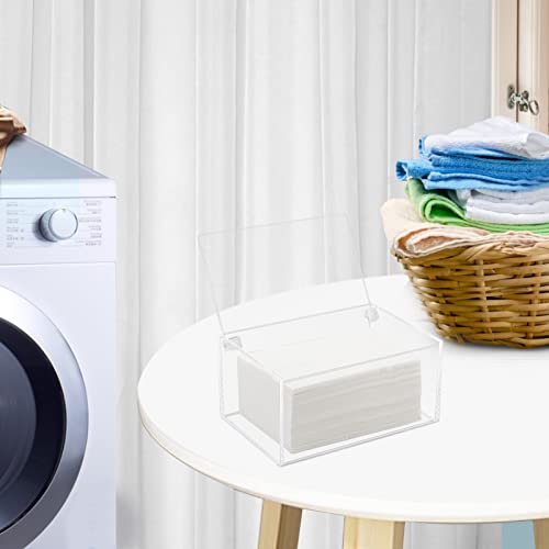 Watpot Acrylic Dryer Laundry Sheet Holder Dispenser Clear Container Box with Lid - color: Clear