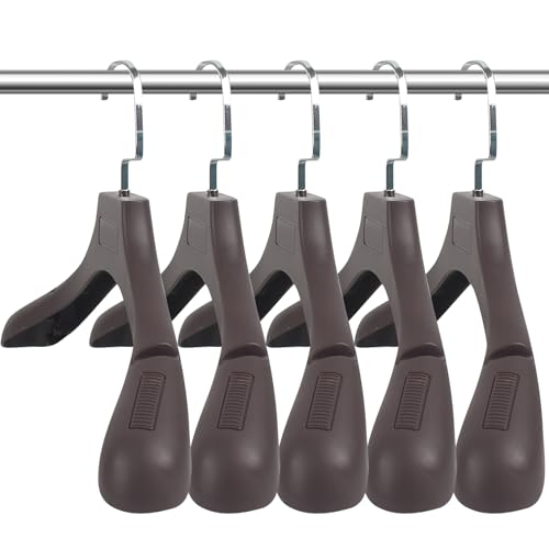 DEDU Suit Hangers for Men 40 Pack, Extra Wide Suit Hanger Non Slip Width 17.7", Thick Plastic Coat Hangers Brown with Metal Hook - color: Brown-40