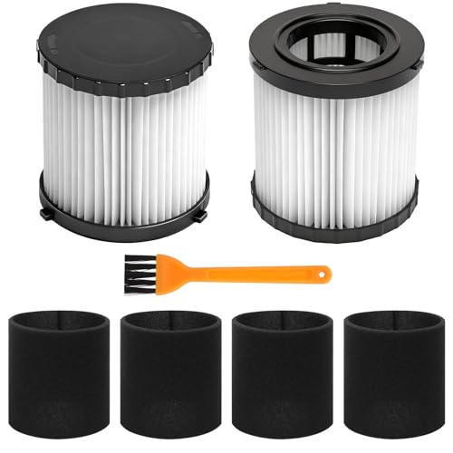 2 Pack DCV5801H Replacement Filter Compatible with DEWALT DCV580H, DCV581H 20V MAX Wet Dry Vacuum, with 4 Foam Sleeve Filters & 1 Brush, Washable and Reusable - color: 2 Pack