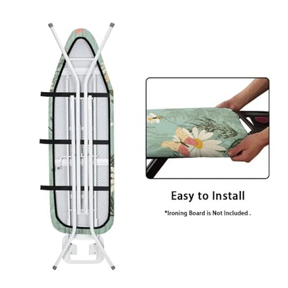 Daisy & Bee Ironing Board Cover and Pad Standard Ironing Board Cover with Elastic Edge and Hook and Loop Fasteners Heat-Reflective Fabric - color: Daisy & Bee