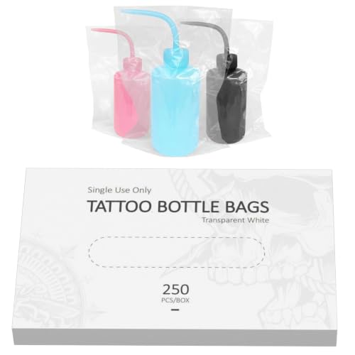 ZHOOGE Tattoo Wash Bottle Bags Tattoo Supplies, 250Pcs 9.8 x 5.9 in, White - color: White