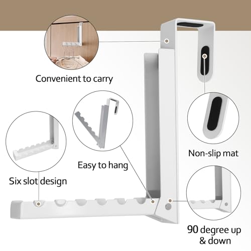 Uenhoy Foldable Over The Door Hanger Hooks for Clothes, Coat Hanger, White
