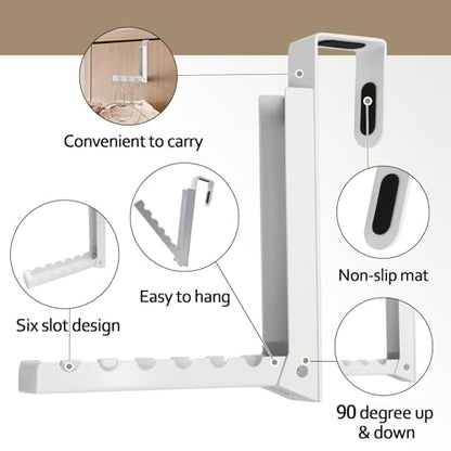 Uenhoy Foldable Over The Door Hanger Hooks for Clothes, Coat Hanger, White