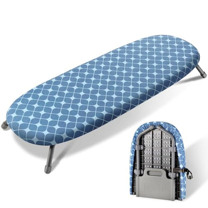 SheeChung Small Ironing Board 12"x32",Foldable Tabletop Ironing Board - style: Blue Square-32x12