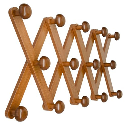 WGFKVAS Hat Rack for Wall with 14 Hooks, Solid Wooden - style: 1 Pack (14 hooks)